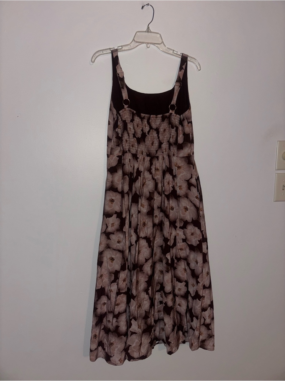 MELLODAY Black Midi Dress with Taupe Floral Print - Picture 3 of 4